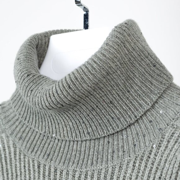 Brunello Cucinelli Grey Cashmere-Blend Sequin Turtleneck Sweater - Picture 8 of 12
